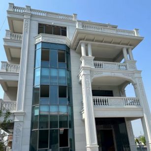 湖北 芝麻白花岗岩别墅外墙干挂效果展示