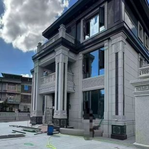 湖北 别墅干挂，芝麻白与芝麻黑完美配合