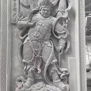 湖北 芝麻灰花岗岩人物雕刻——多闻天王