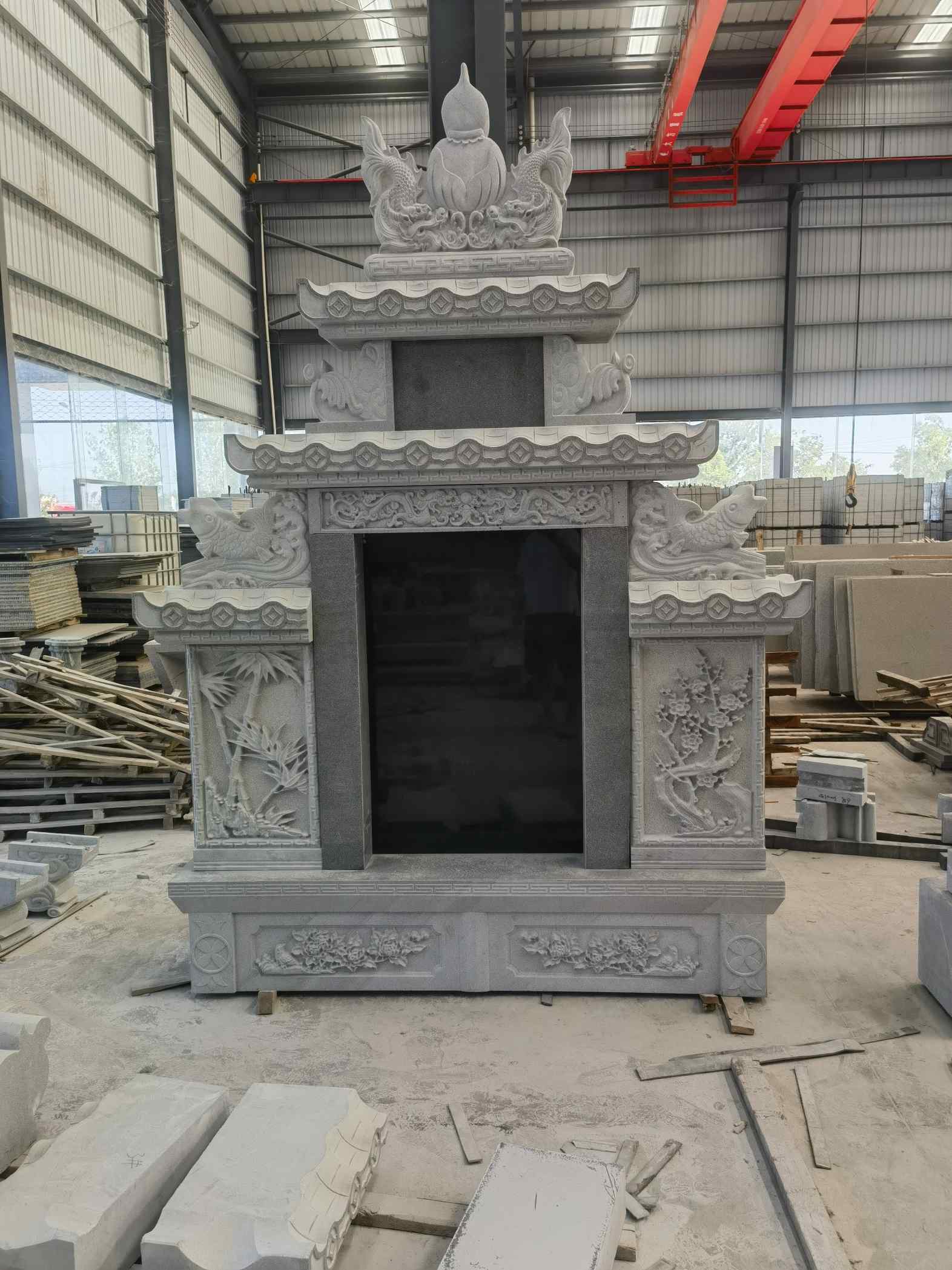 湖北 芝麻灰高档墓碑、土墓，一套也支持定做